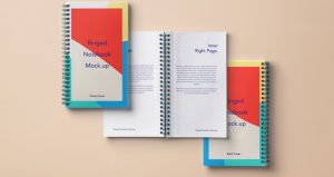 web page mockup notepad notebook ringed ring brand stationery psd mockup