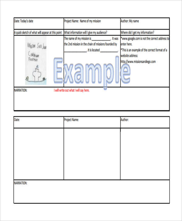 website storyboard template