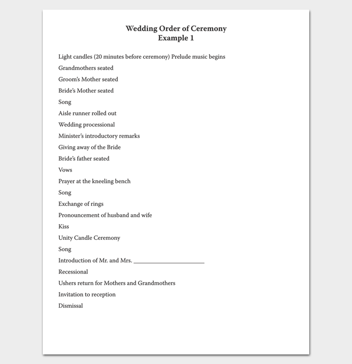 wedding ceremony outline