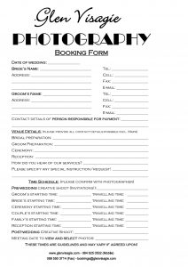 wedding contract template glen visagie booking form