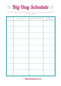 wedding day schedule templates free printable wedding day schedule