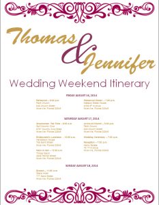 wedding itinerary template flourish fig