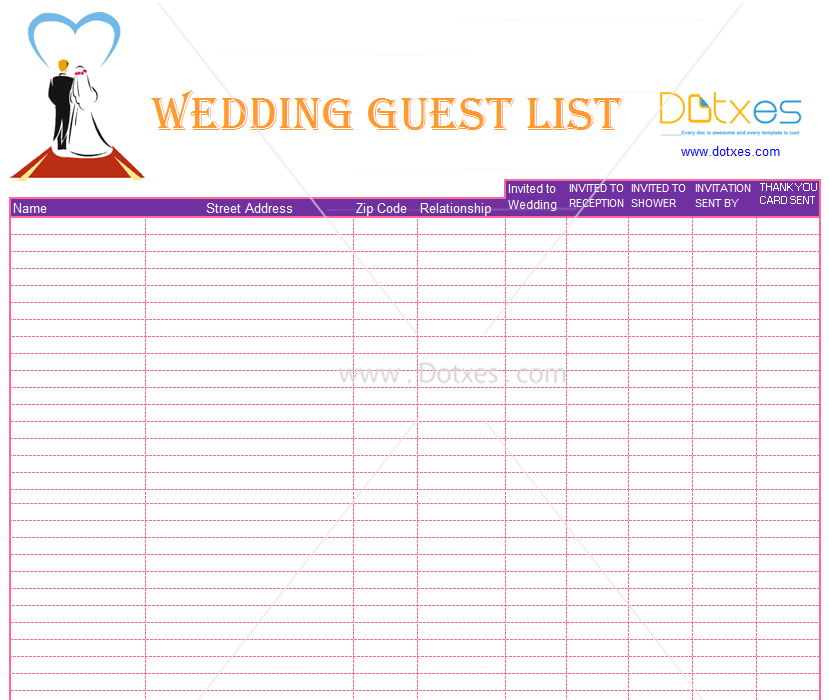 wedding list template