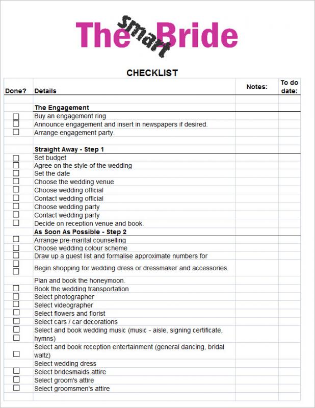 wedding list template