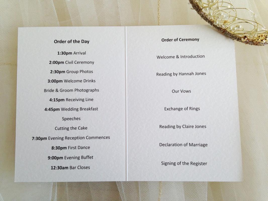 Wedding Order Of Service Template Business