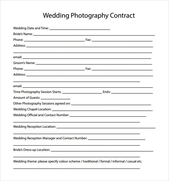 wedding photography contract pdf