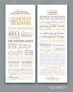 wedding program sample block text word style program long