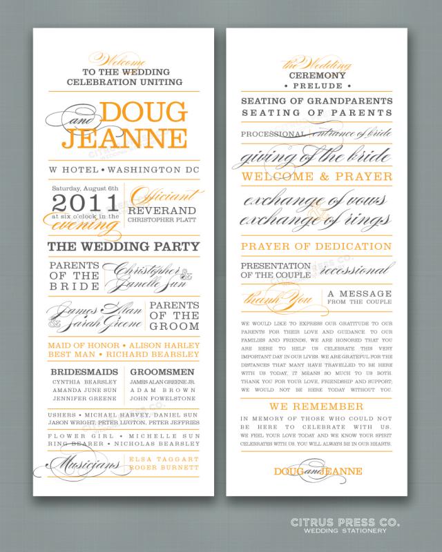 wedding program sample