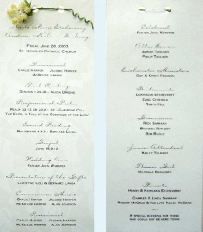 wedding program sample