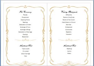 wedding program template word family wedding