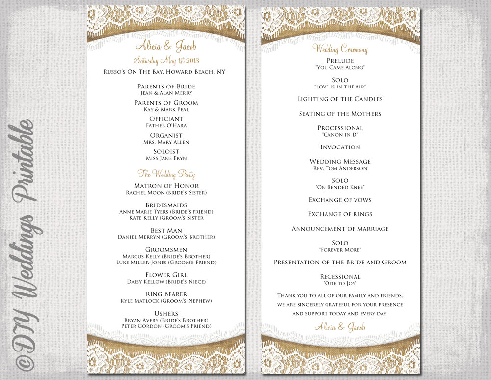 wedding programme design