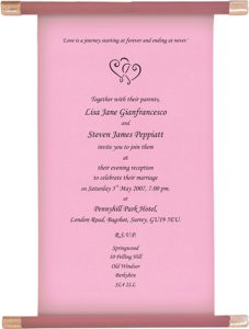 wedding programme design lisa jane (pink scroll)