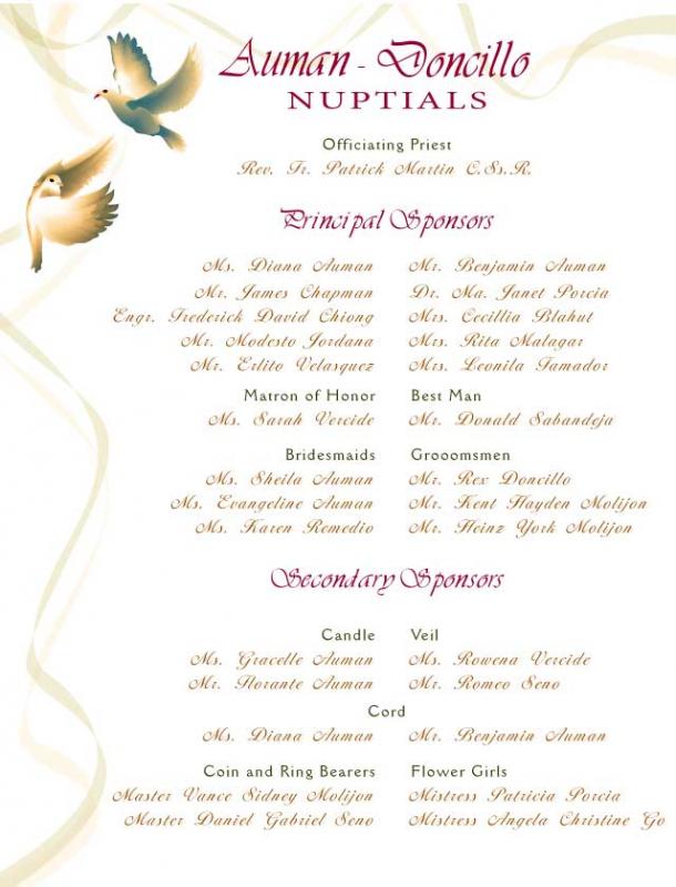 wedding programme design