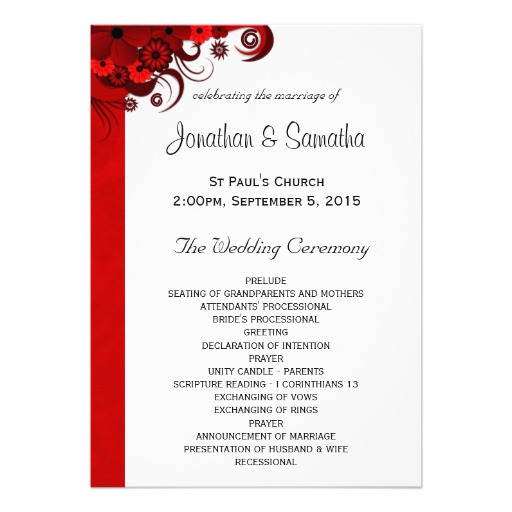 wedding reception program template