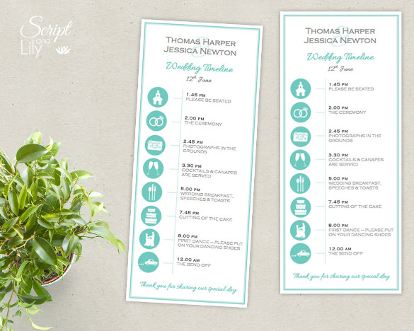 wedding reception timeline template