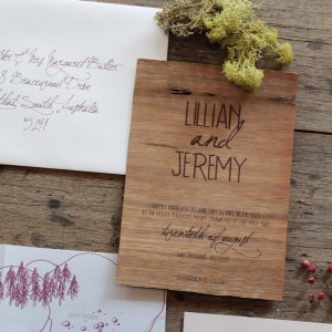 wedding script font earthy wood handwriting wedding invitation akimbo detail