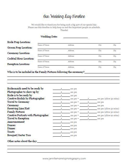 wedding timeline template