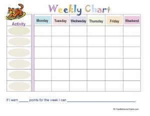 weekly behavior charts weekly chart