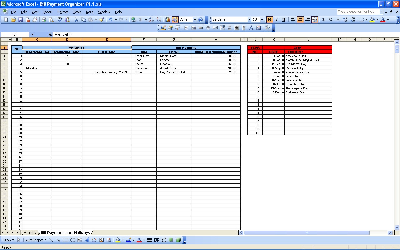 weekly budget printable