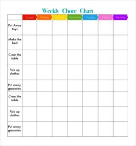 weekly chore chart free weekly chore chart template