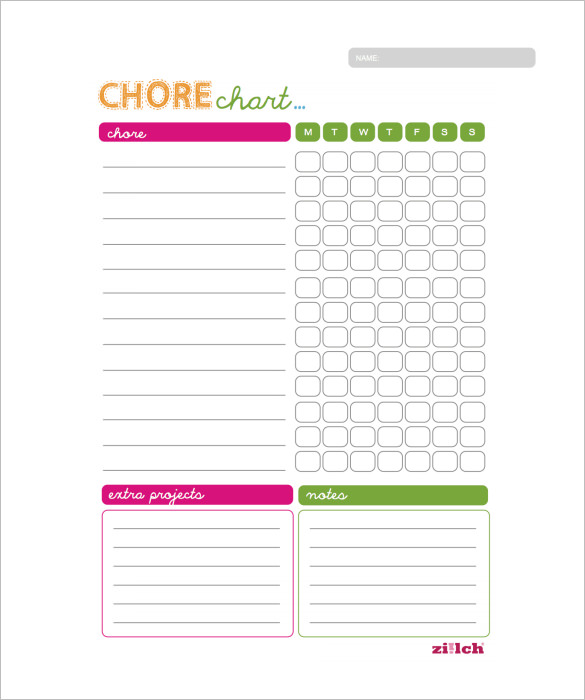 Weekly Chore Chart Template Template Business