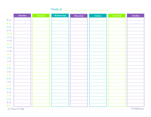 weekly hourly planner week