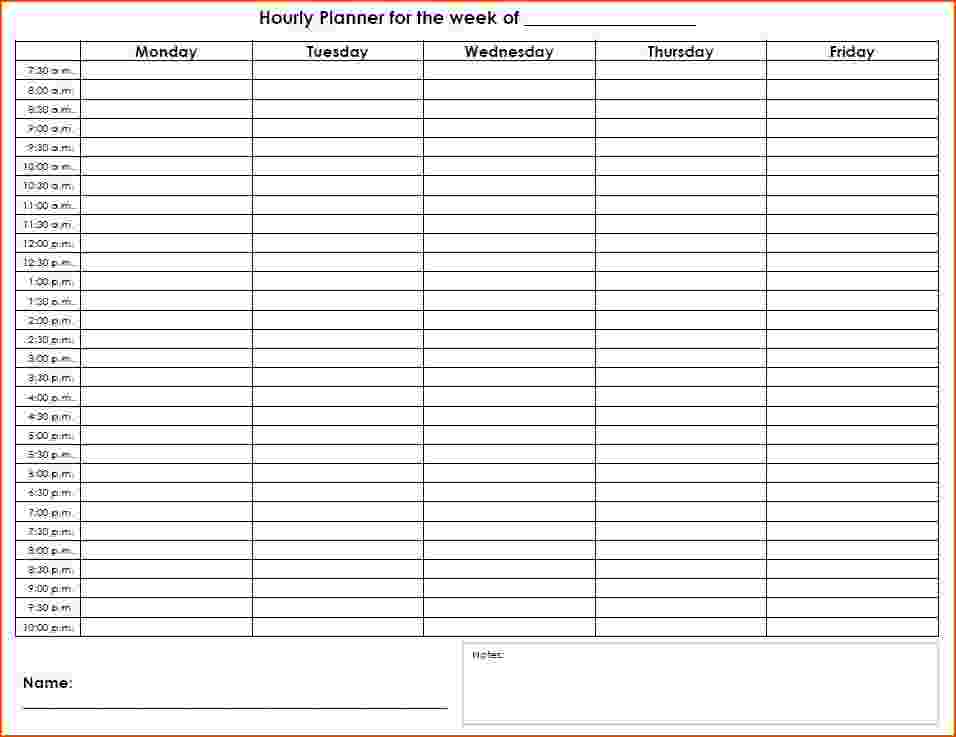 Weekly Hourly Planner Template Business