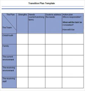 weekly lesson plan for preschool transition plan template