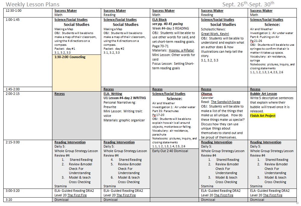 weekly lesson plan template pdf template business