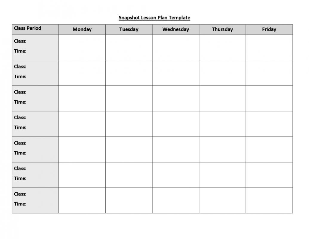 weekly lesson plan template word