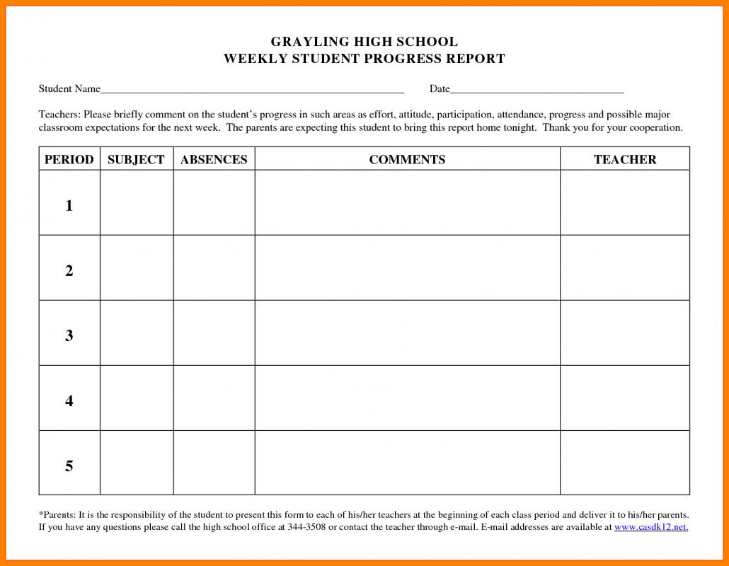 weekly progress report template