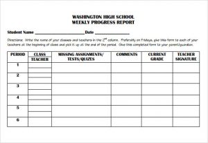 weekly progress report template weekly progress report template for elementary students