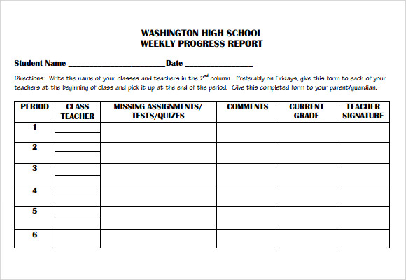 weekly progress report template