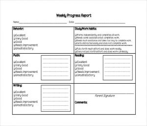 weekly progress report template weekly progress report template