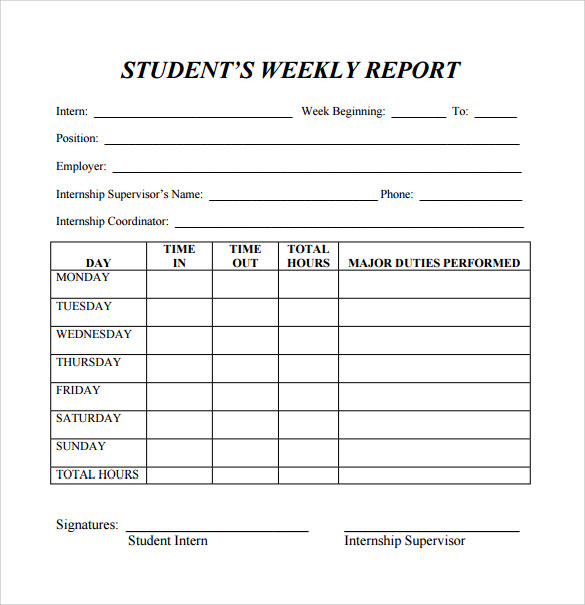 weekly report template