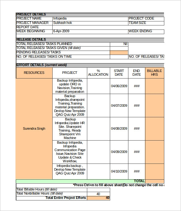 weekly report template