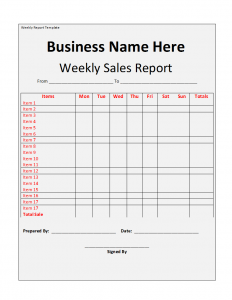 weekly report template weekly report template image