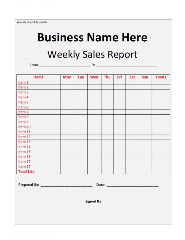 weekly report template