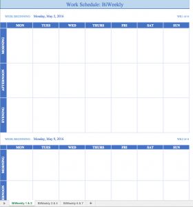 weekly schedule template word temp workschedulebiweekly