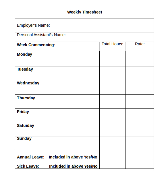 weekly timesheet template