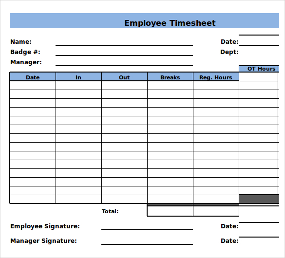 weekly timesheet template