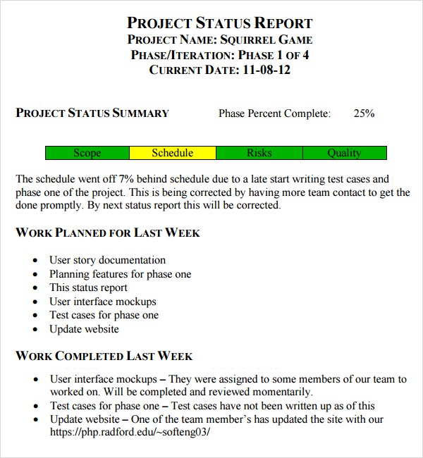 Weekly Update Template Template Business