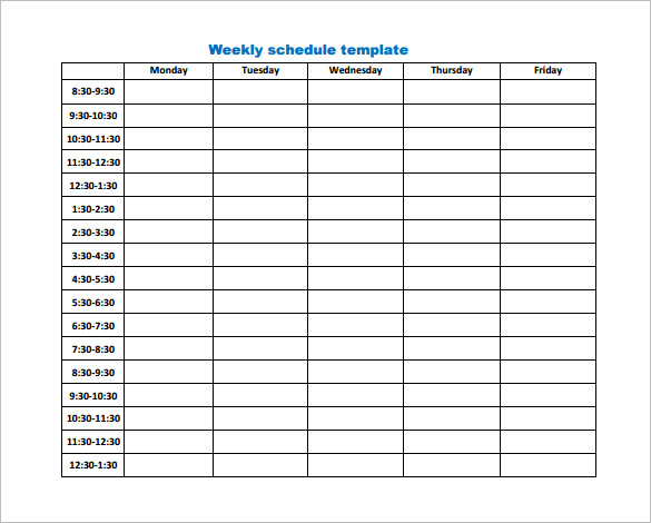 weekly work schedule template business weekly work schedule template pdf download