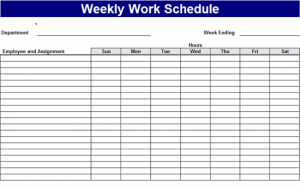 weekly work schedule template weekly work schedule