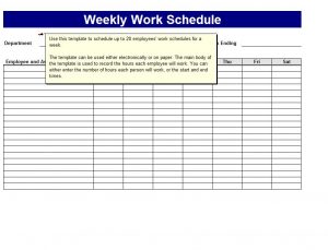 weekly work schedule template weekly work schedule template