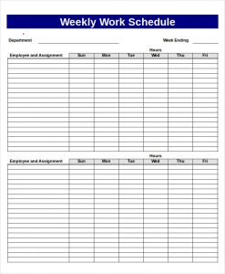 weekly work schedule template weekly work schedule template excel