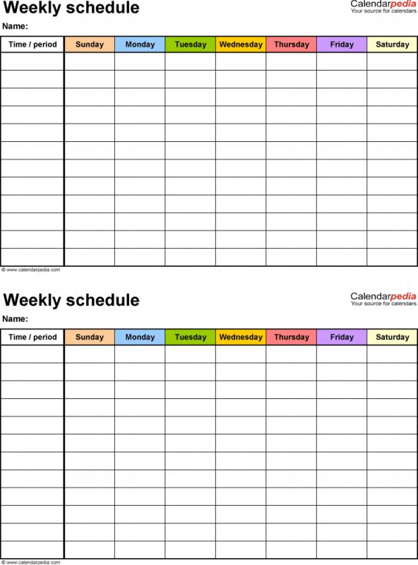 weekly work schedule template