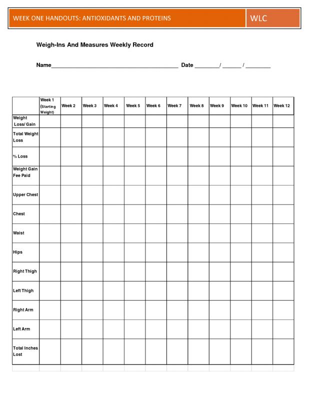 weight tracker chart template