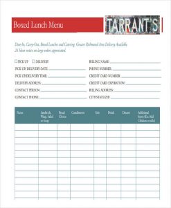 wholesale order form template order form for catering menu