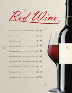 wine list template example red wine menu template